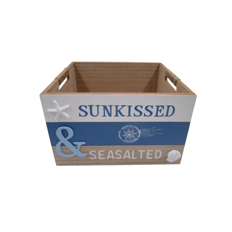 Wooden Crate Storage Basket - Coastal (Summer) - life-dec...