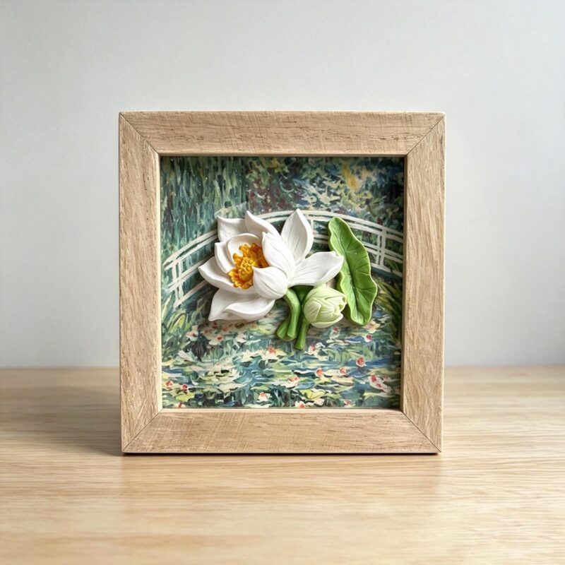 3D White‑Lotus Shadow‑Box Frame - Garden Décor - life-deco.com