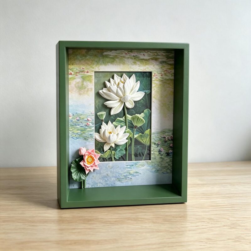 3D Lotus Shadow‑Box Frame - Garden Décor - life-deco.com