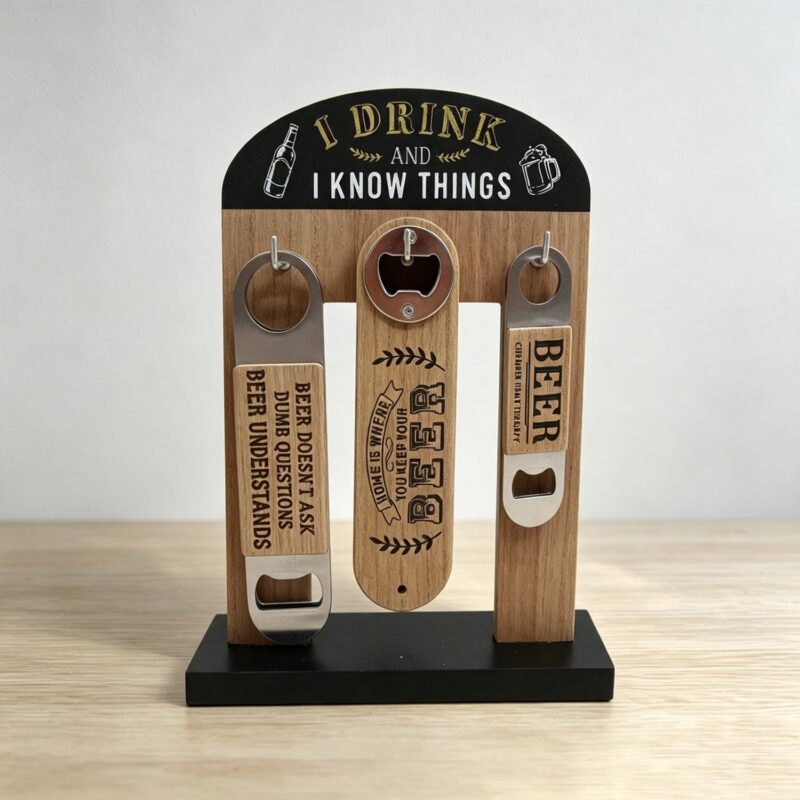 Wooden Bottle Opener Display Stand Set - Kitchen & Di...