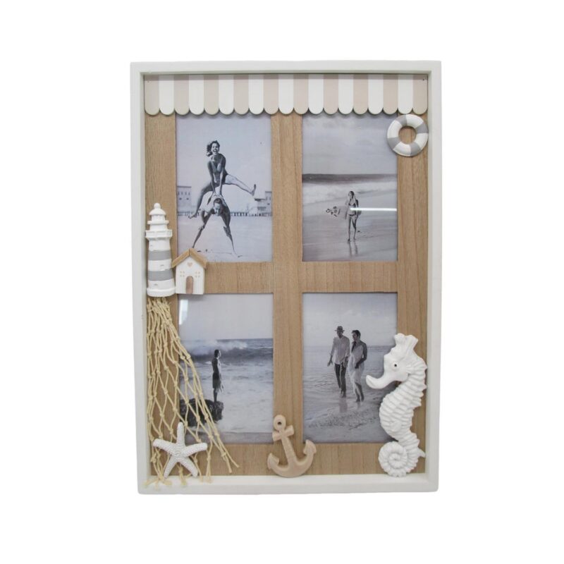 Cross‑Shaped Nautical Wooden Wall Sign - Coastal (Summe...