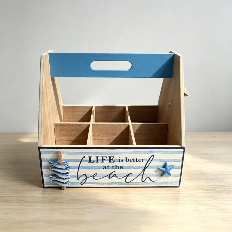 Wooden Divided Storage Box - Coastal (Summer) - life-deco...