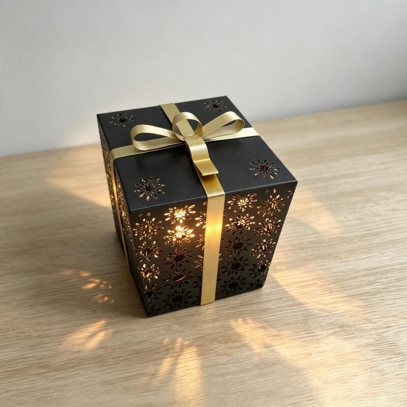 Black Gift-Box-Shaped Lighted Ornament - Christmas - life-deco.com