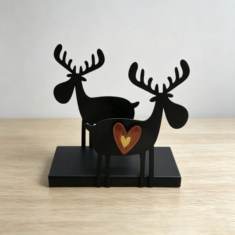 Ornamento da tavolo in metallo "Double Moose" - Natale - life-d...