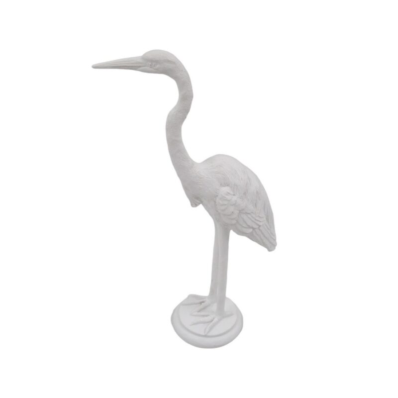 Resin White Heron Bird Decorative Statue - Tabletop Déco...