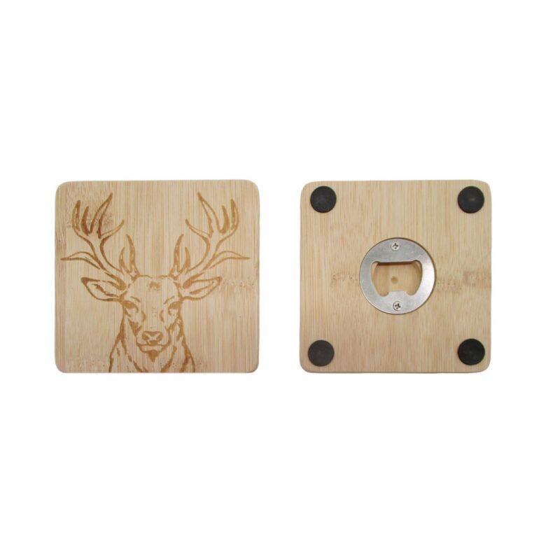 Bamboo Coaster With Laser‑Engraved Deer Pattern - Kitch...