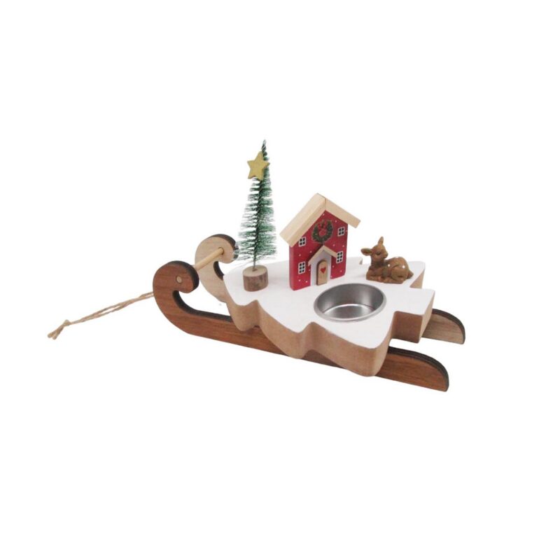 Portavelas de madera con forma de trineo - Navidad - vida-de...