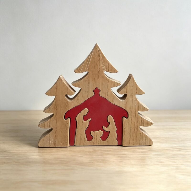Wooden Puzzle‑Style Nativity Tree Decor - Spiritual & Religious - life-deco.com