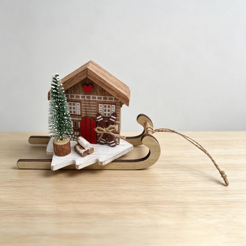 Wooden Sled Christmas Table‑top Ornament - Christmas - life-deco.com