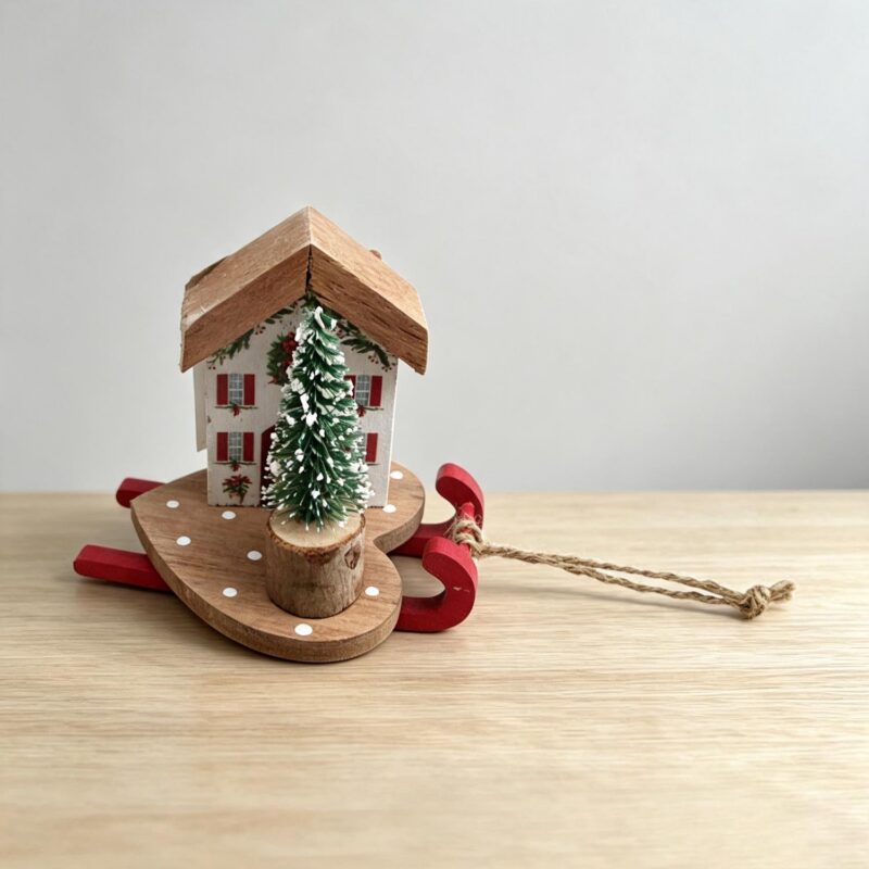 Wooden Sled Christmas Table‑top Ornament - Christmas - life-deco.com