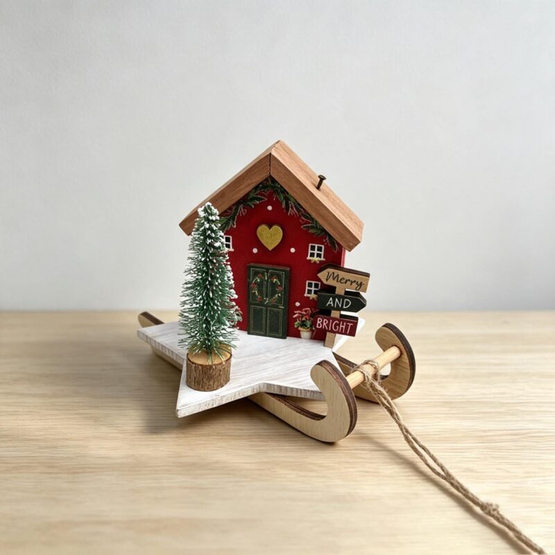 Wooden Sled Christmas Table‑top Ornament - Christmas - ...