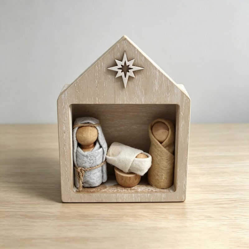 Wooden Box‑Style Nativity Scene Table Decor - Spiritual & Religious - life-deco.com