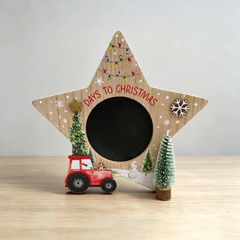 Star‑Shaped Wooden Christmas Countdown Plaque - Christm...