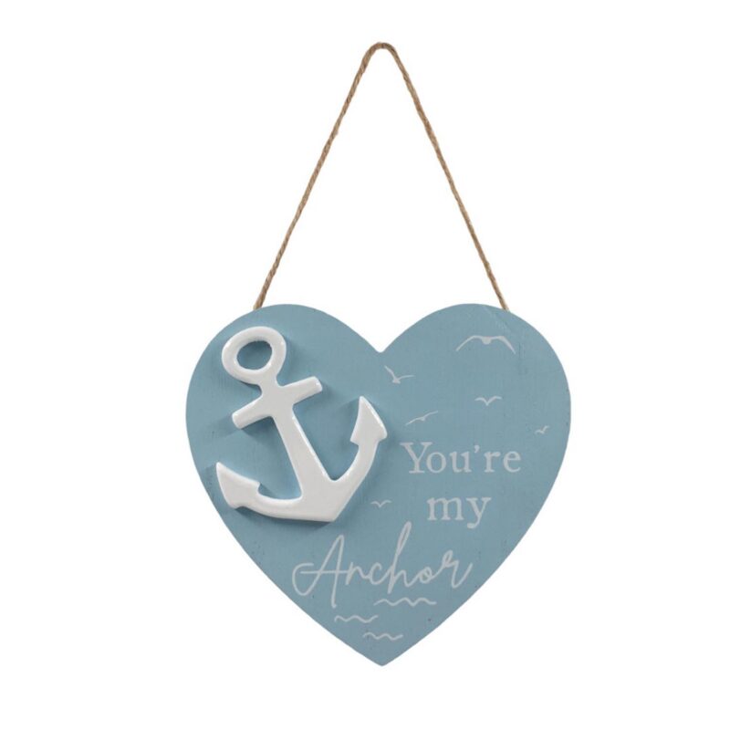 Nautical Heart‑Shaped Wooden Hanging Sign - Coastal (Summer) - life-deco.com