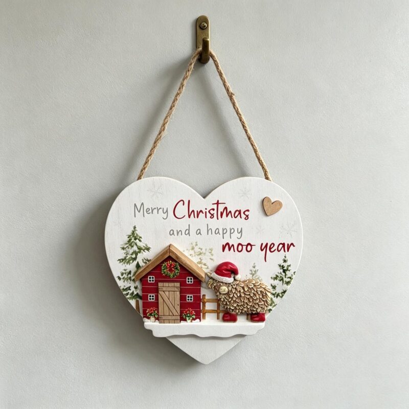 Targhetta natalizia in legno a forma di cuore da appendere - Natale...
