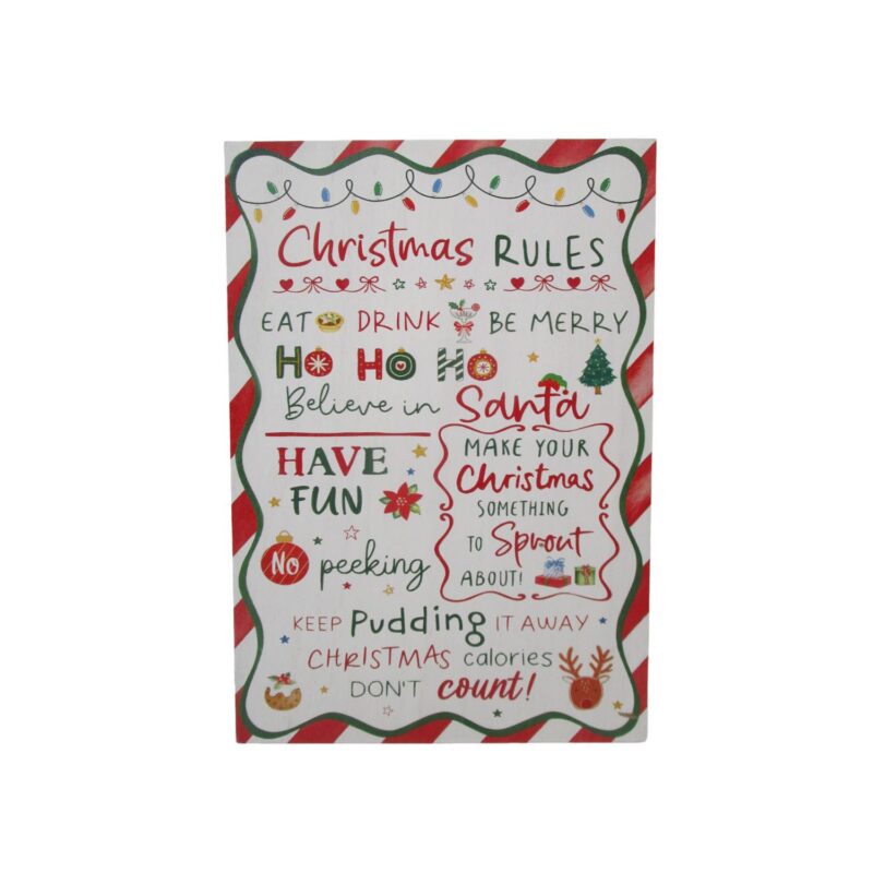 Christmas Rules Wooden Plaque - Christmas - life-deco.com