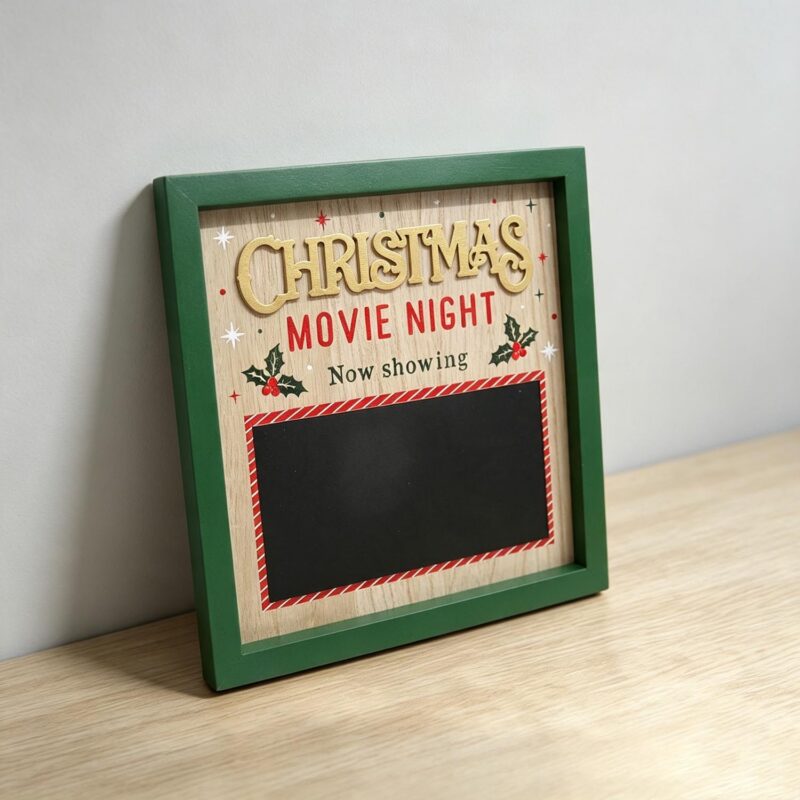 Christmas Movie Night Chalkboard Frame Sign - Christmas -...