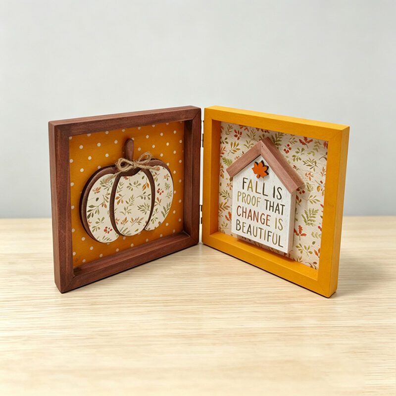 Wooden Shadow Box Ornament - Autumn - life-deco.com